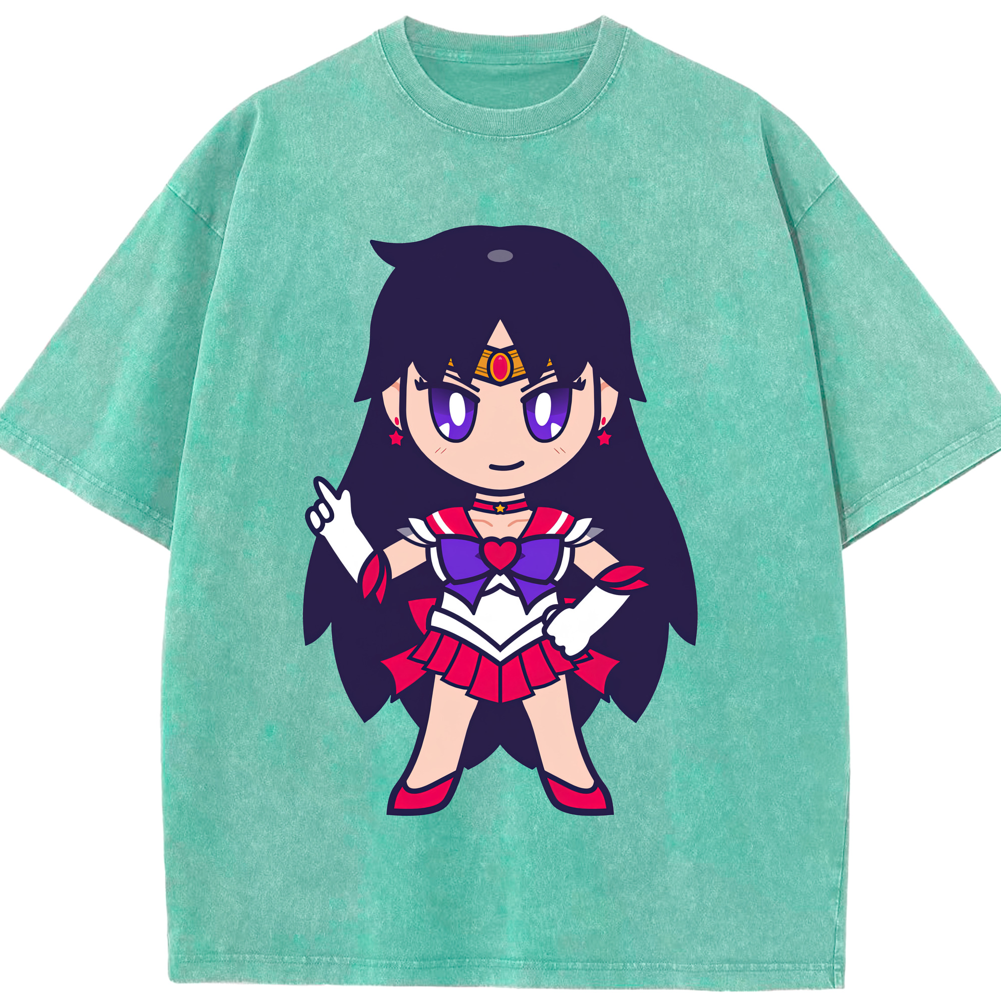 （画像用） 美少女戦士セーラームーン 火野レイ ひの レイ Sailor Moon Hino Rei （セーラーマーズ,Sailor Mars） 綿100% ヴィンテージ風 半袖Tシャツ（フロントプリント）